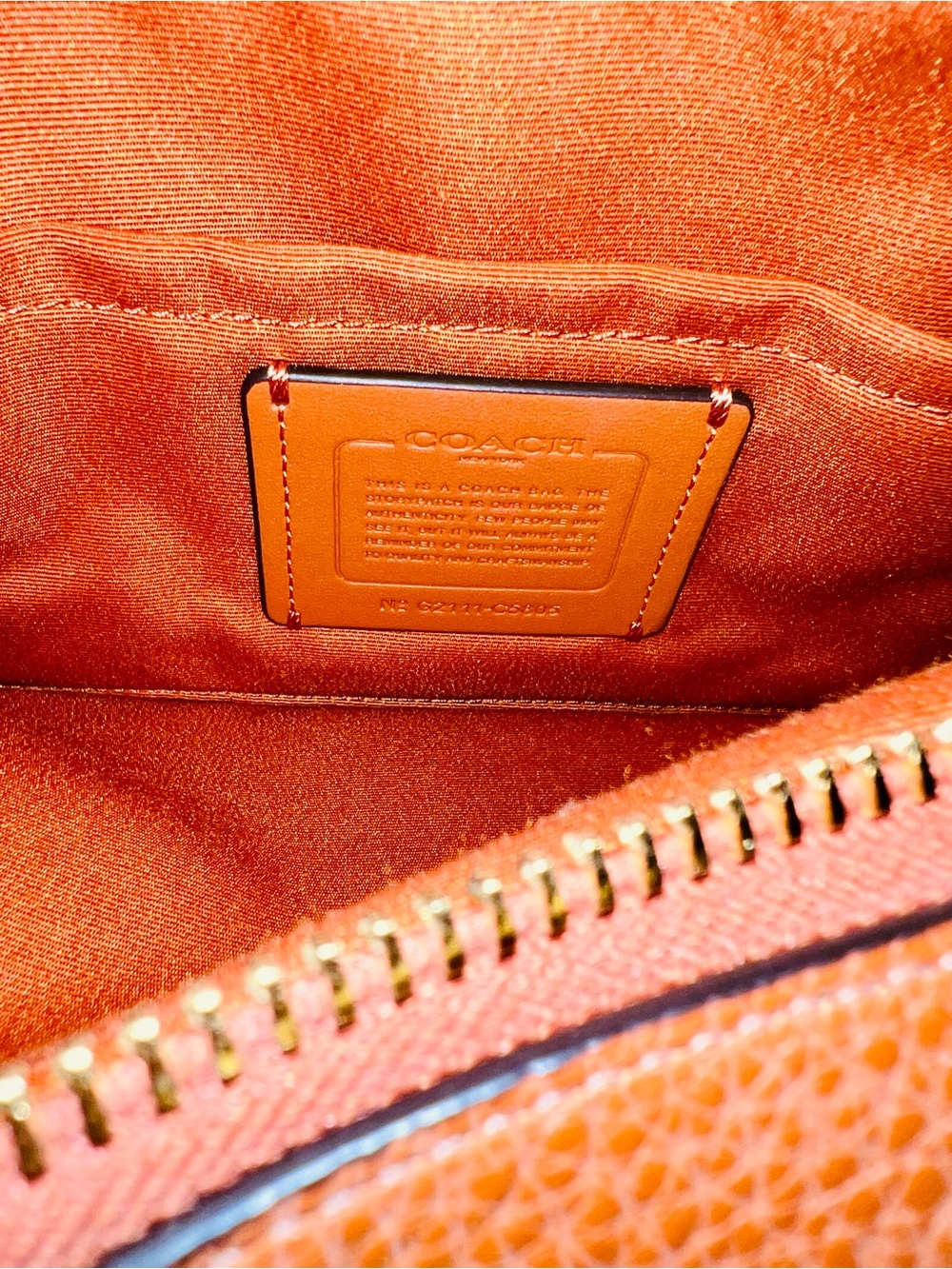 Coach Orange Pebbled Leather Camera Crossbody with Striped Strap - Picture 3 of 10